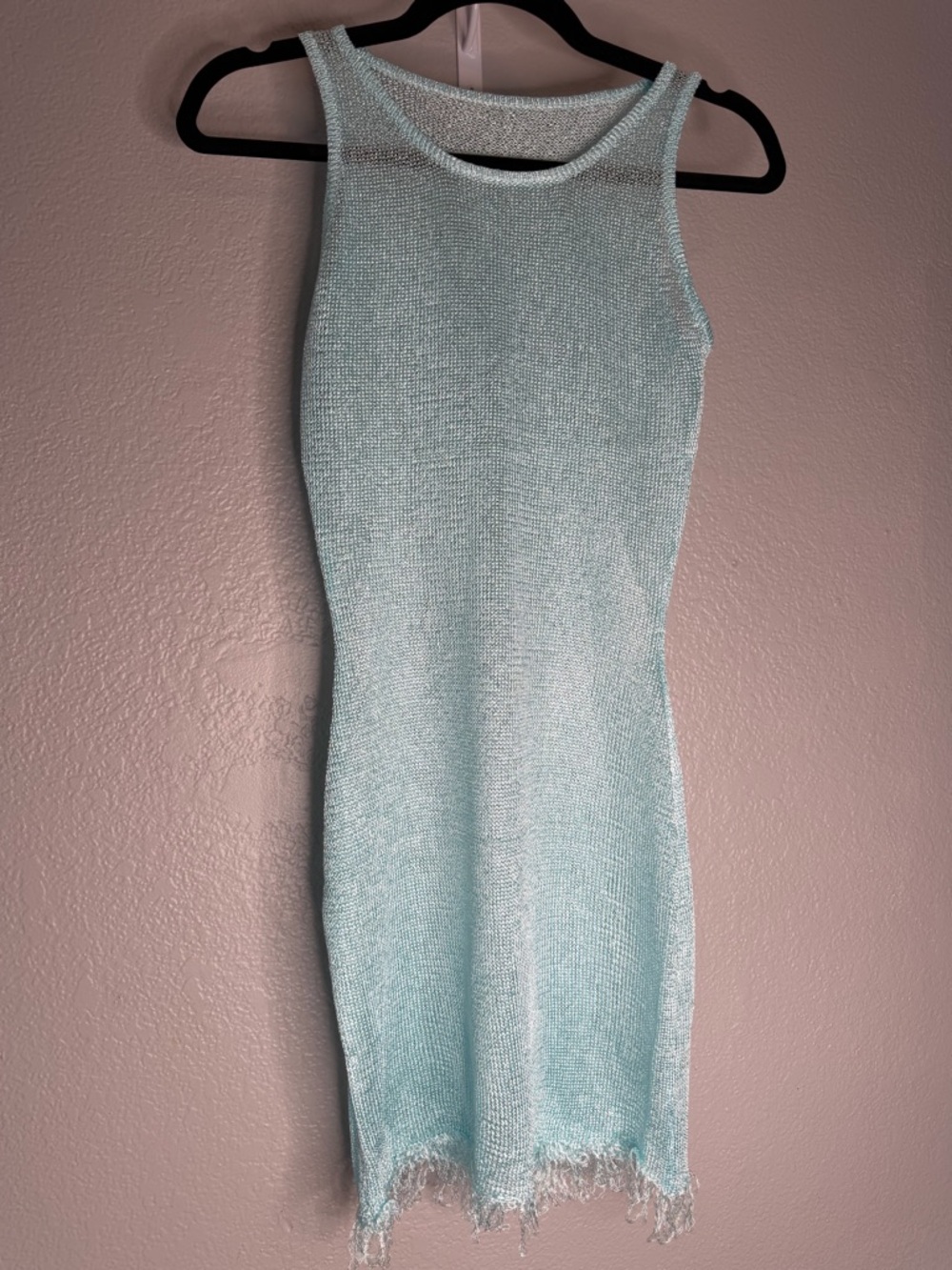 Light Blue Knit Tank Dress - Sleeveless Bodycon